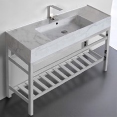 Modern Console Sink Vanity, Marble Style Sink, 48 inch